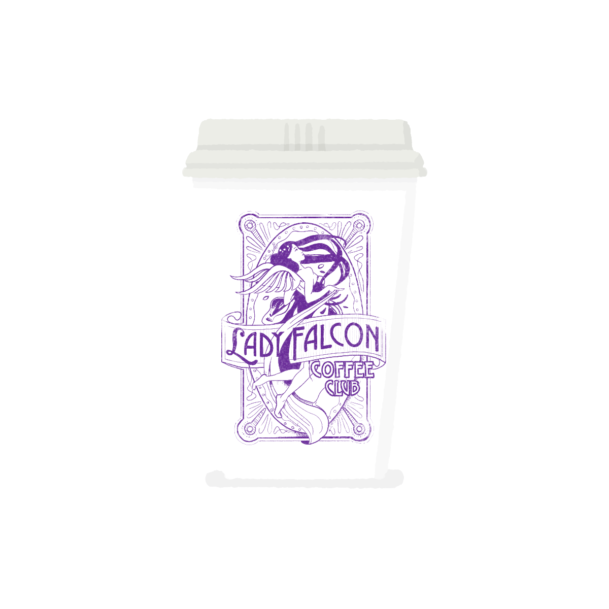 Lady Falcon Coffee Club coffee cup