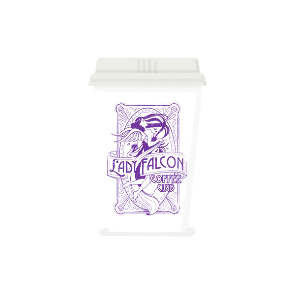 Lady Falcon Coffee Club coffee cup